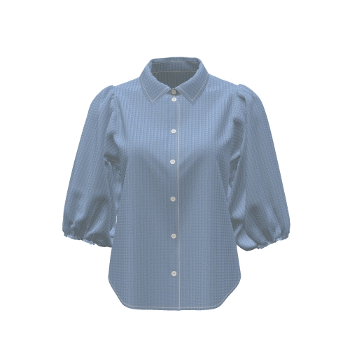 Hanin Women Shirring Pleats Sleeves Checked Shirt (CB1862BB3)