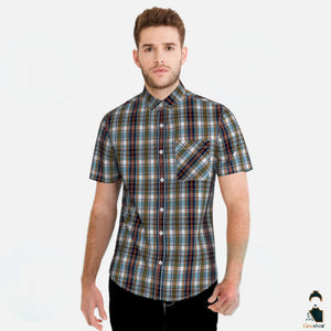 Hanin Mens Poplin Spread Collar Short Sleeve Shirt (OPWM0012)